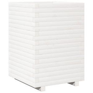 vidaXL Garden Planter White 50x50x72 cm Solid Wood Pine