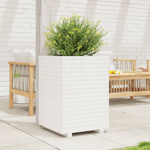 vidaXL Garden Planter White 50x50x72 cm Solid Wood Pine