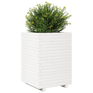 vidaXL Garden Planter White 50x50x72 cm Solid Wood Pine