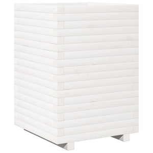 vidaXL Garden Planter White 50x50x72 cm Solid Wood Pine