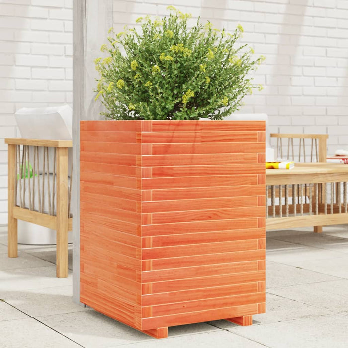 vidaXL Garden Planter Wax Brown 50x50x72 cm Solid Wood Pine