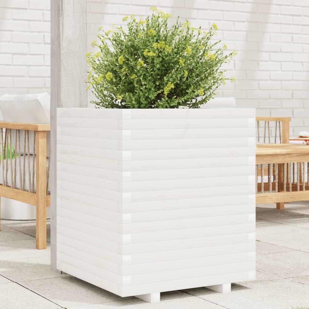 vidaXL Garden Planter White 60x60x72 cm Solid Wood Pine