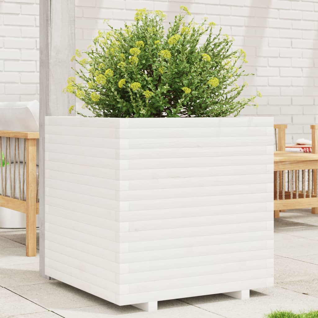 vidaXL Garden Planter White 70x70x72 cm Solid Wood Pine