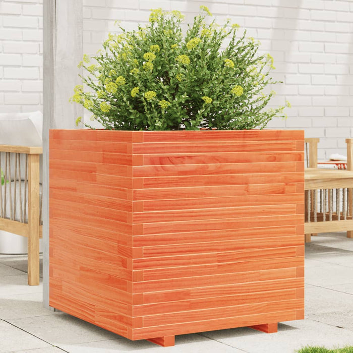 vidaXL Garden Planter Wax Brown 70x70x72 cm Solid Wood Pine