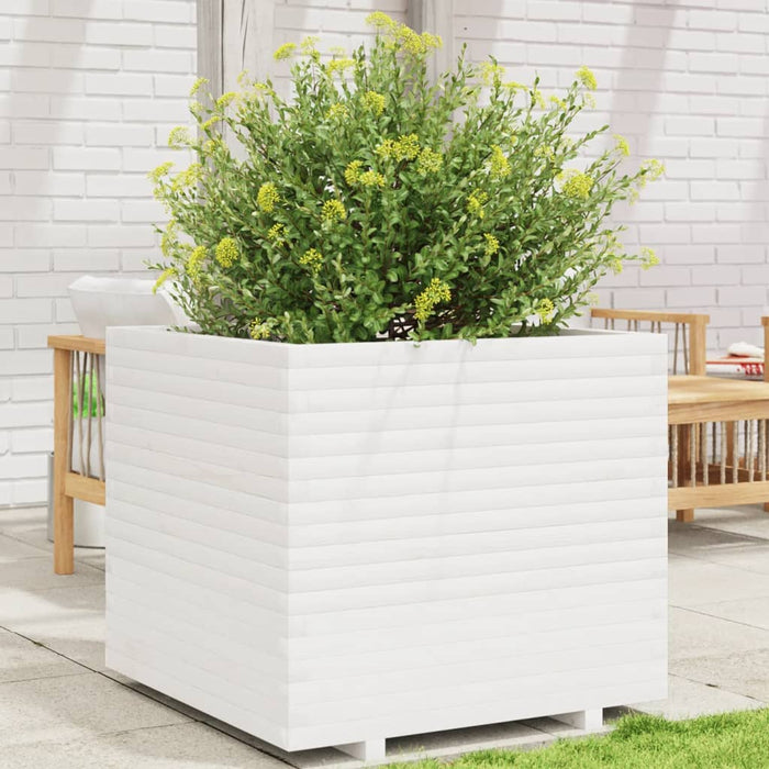 vidaXL Garden Planter White 80x80x72 cm Solid Wood Pine