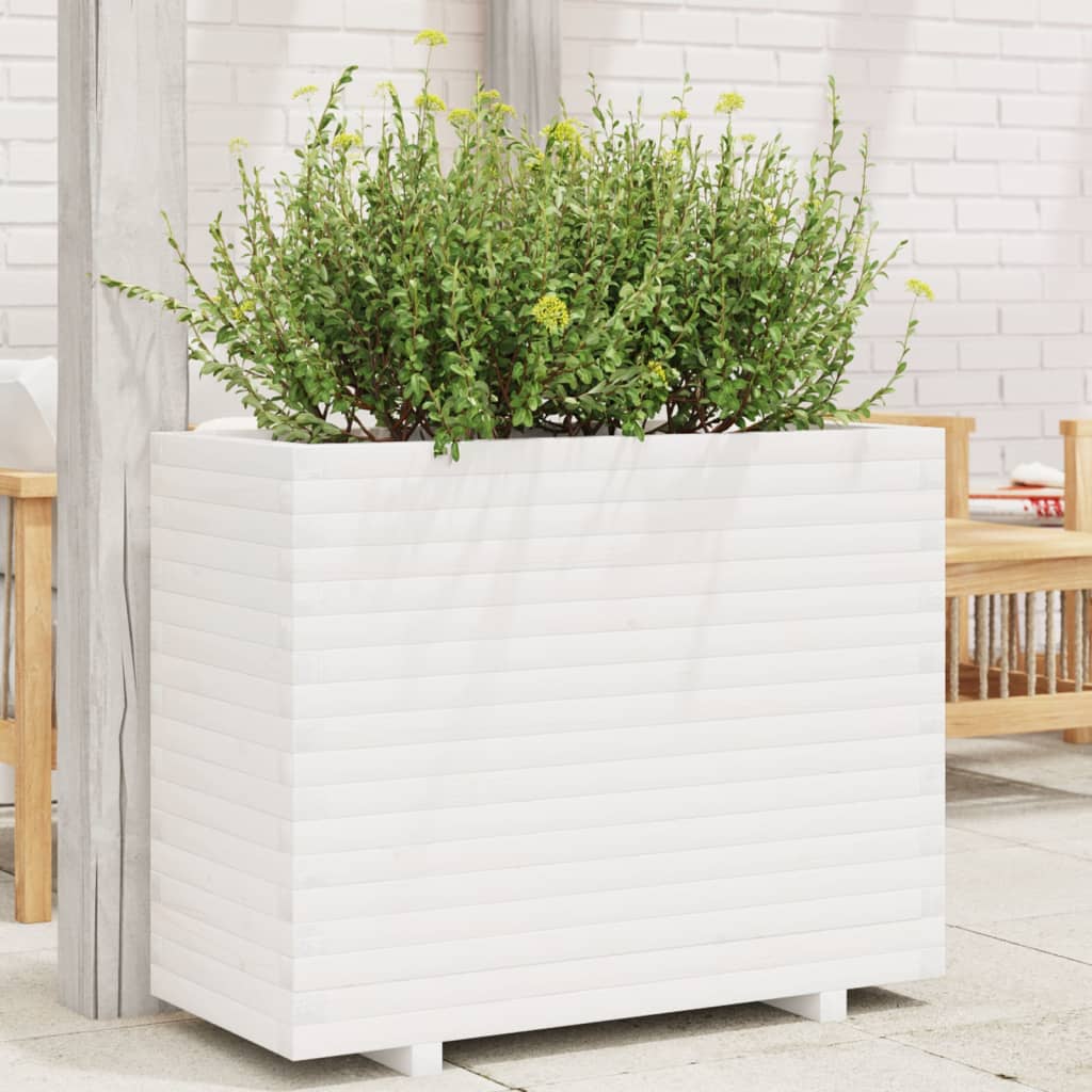 vidaXL Garden Planter White 90x40x72 cm Solid Wood Pine