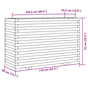 vidaXL Garden Planter Wax Brown 110x40x72 cm Solid Wood Pine