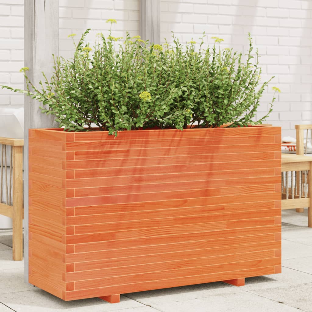 vidaXL Garden Planter Wax Brown 110x40x72 cm Solid Wood Pine