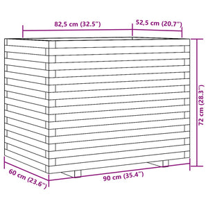 vidaXL Garden Planter White 90x60x72 cm Solid Wood Pine