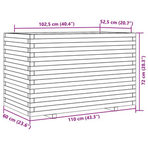 vidaXL Garden Planter 110x60x72 cm Solid Wood Pine