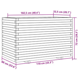 vidaXL Garden Planter Wax Brown 110x60x72 cm Solid Wood Pine