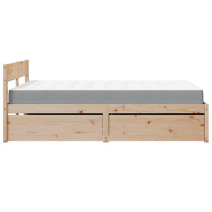 vidaXL Bed with Drawers and Mattress 140x190 cm Solid Wood Pine