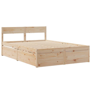 vidaXL Bed with Drawers and Mattress 140x190 cm Solid Wood Pine