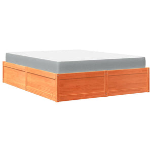 vidaXL Bed with Mattress Wax Brown 160x200 cm Solid Wood Pine