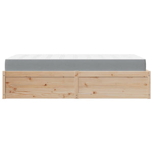 vidaXL Bed with Mattress 90x190 cm Single Solid Wood Pine