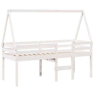 vidaXL High Sleeper Bed without Mattress White 75x190 cm Small Single Solid Wood Pine