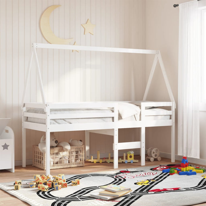 vidaXL High Sleeper Bed without Mattress White 75x190 cm Small Single Solid Wood Pine