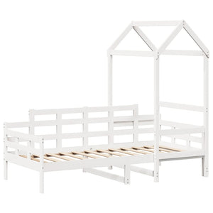 vidaXL Day Bed with Roof without Mattress White 90x200 cm Solid Wood