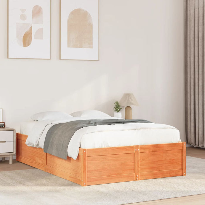 vidaXL Bed Frame without Mattress Wax Brown 120x200 cm Solid Wood Pine