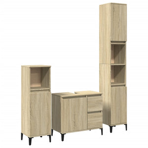 vidaXL 3 Piece Bathroom Furniture Set Sonoma Oak Engineered Wood