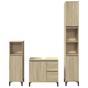 vidaXL 3 Piece Bathroom Furniture Set Sonoma Oak Engineered Wood