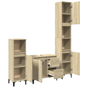 vidaXL 3 Piece Bathroom Furniture Set Sonoma Oak Engineered Wood