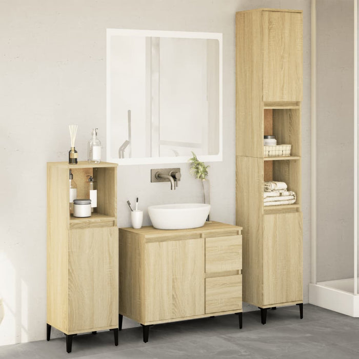 vidaXL 3 Piece Bathroom Furniture Set Sonoma Oak Engineered Wood