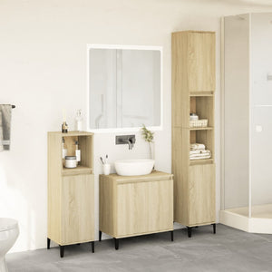 vidaXL 3 Piece Bathroom Furniture Set Sonoma Oak Engineered Wood