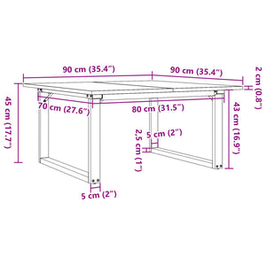 vidaXL Coffee Table O-Frame 90x90x45 cm Solid Wood Pine and Steel