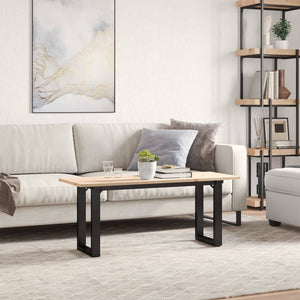 vidaXL Coffee Table O-Frame 110x40x45 cm Solid Wood Pine and Steel