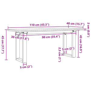vidaXL Coffee Table O-Frame 110x40x45 cm Solid Wood Pine and Steel