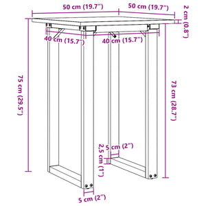 vidaXL Dining Table O-Frame 50x50x75 cm Solid Wood Pine and Cast Iron