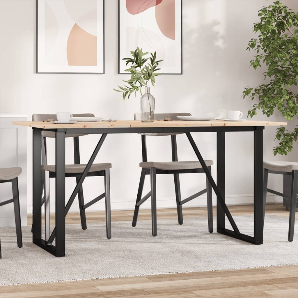 vidaXL Dining Table O-Frame 160x80x75 cm Solid Wood Pine and Cast Iron