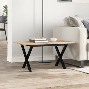 vidaXL Coffee Table X-Frame 80x50x40 cm Solid Wood Pine and Cast Iron