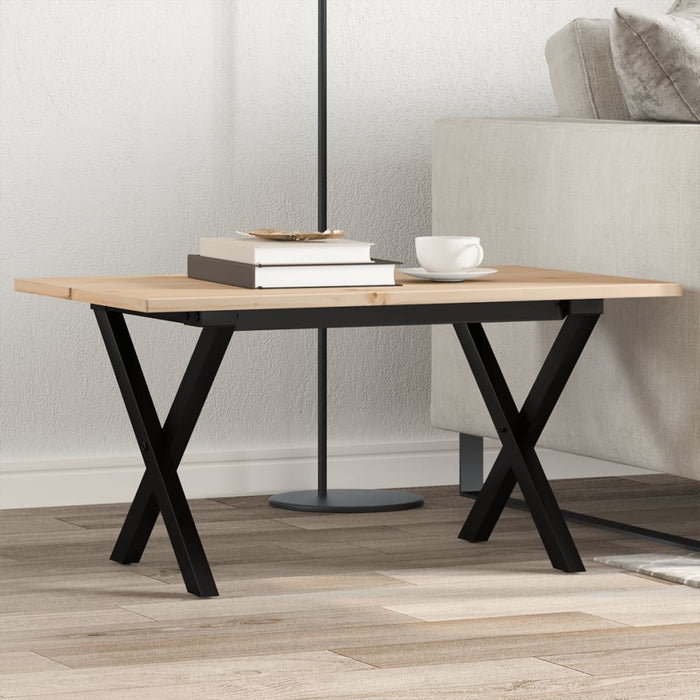 vidaXL Coffee Table X-Frame 80x50x40 cm Solid Wood Pine and Cast Iron