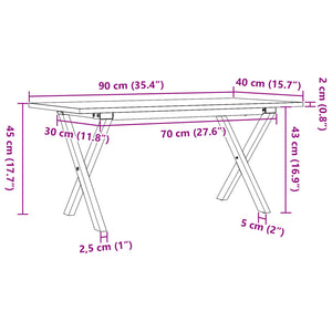 vidaXL Coffee Table X-Frame 90x40x45 cm Solid Wood Pine and Steel