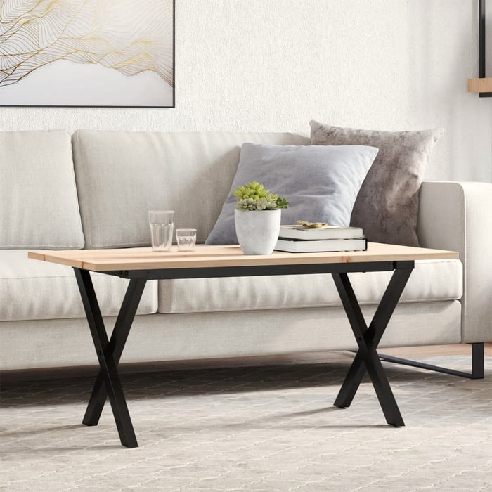 vidaXL Coffee Table X-Frame 90x40x45 cm Solid Wood Pine and Steel