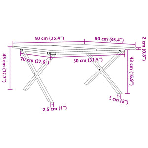 vidaXL Coffee Table X-Frame 90x90x45 cm Solid Wood Pine and Cast Iron