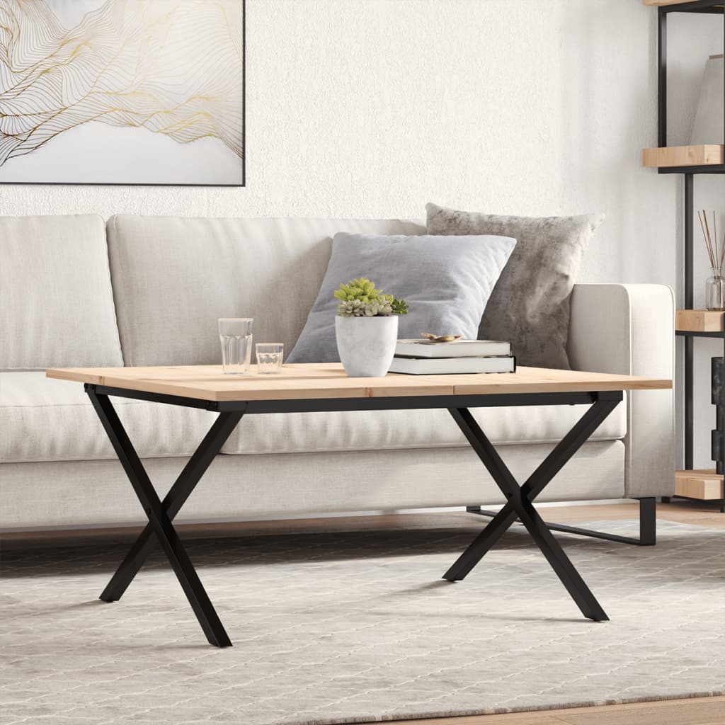 vidaXL Coffee Table X-Frame 90x90x45 cm Solid Wood Pine and Cast Iron