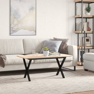 vidaXL Coffee Table X-Frame 100x50x45 cm Solid Wood Pine and Steel