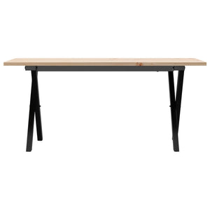 vidaXL Coffee Table X-Frame 100x50x45 cm Solid Wood Pine and Steel