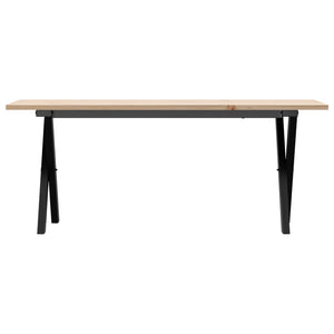 vidaXL Coffee Table X-Frame 110x40x45 cm Solid Wood Pine and Steel