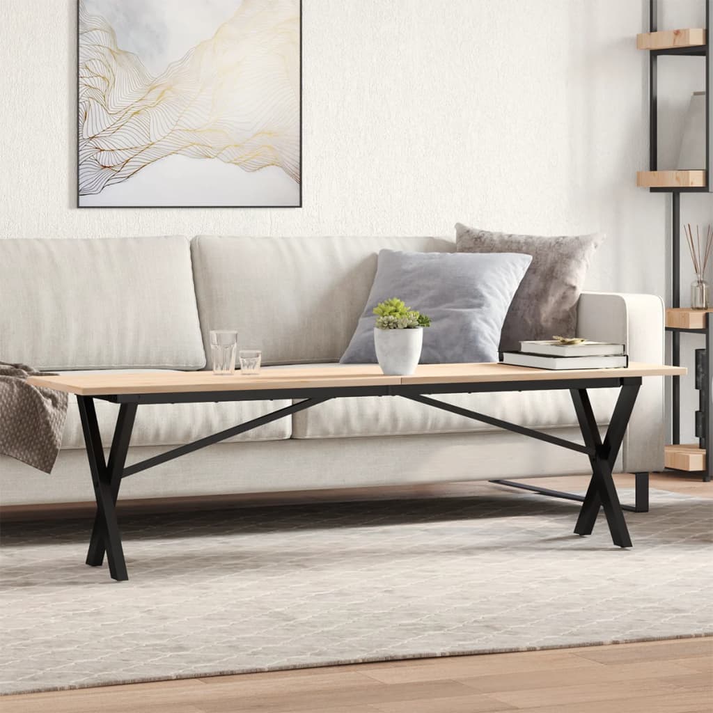 vidaXL Coffee Table X-Frame 160x40x45 cm Solid Wood Pine and Cast Iron