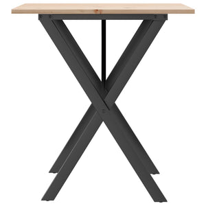 vidaXL Dining Table X-Frame 60x60x75 cm Solid Wood Pine and Steel