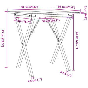 vidaXL Dining Table X-Frame 60x60x75 cm Solid Wood Pine and Steel