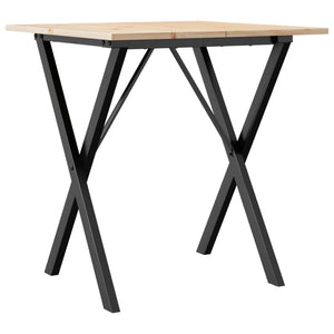 vidaXL Dining Table X-Frame 70x70x75 cm Solid Wood Pine and Cast Iron