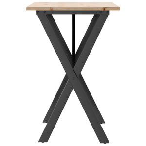 vidaXL Dining Table X-Frame 80x50x75 cm Solid Wood Pine and Cast Iron