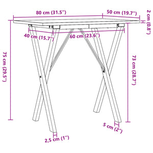 vidaXL Dining Table X-Frame 80x50x75 cm Solid Wood Pine and Cast Iron