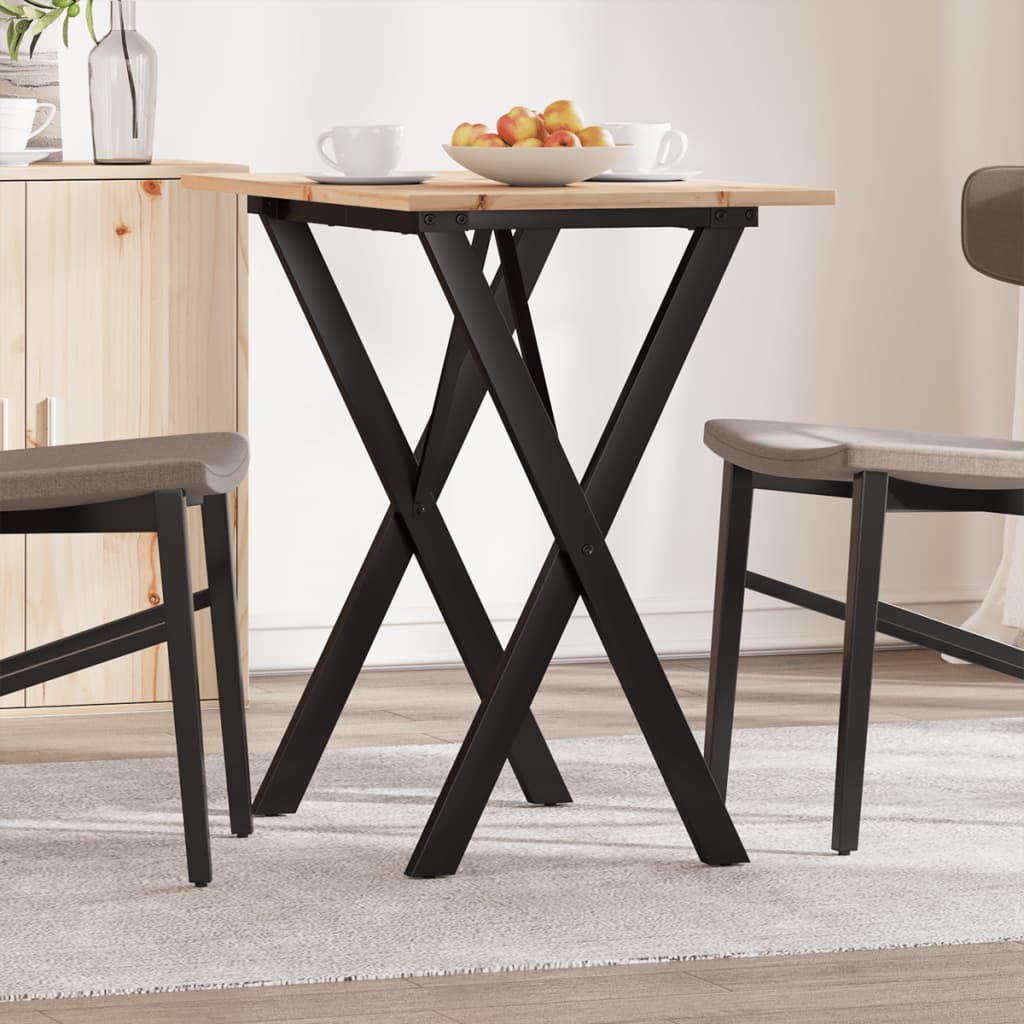 vidaXL Dining Table X-Frame 80x50x75 cm Solid Wood Pine and Cast Iron