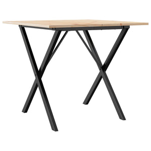 vidaXL Dining Table X-Frame 80x80x75 cm Solid Wood Pine and Cast Iron